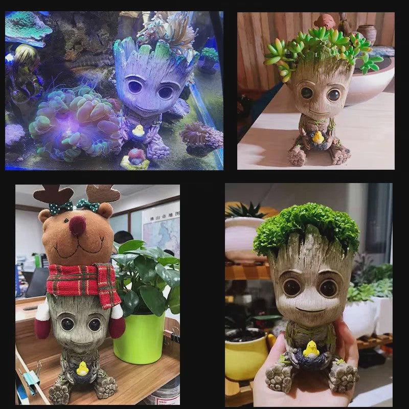 Groot Plantenpot & Decoratief Figuur - Leuke Woondecoratie