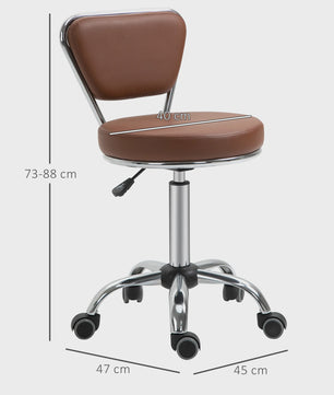 Verstelbare Werkkruk met Rugleuning - Vintage Bruin Leerlook