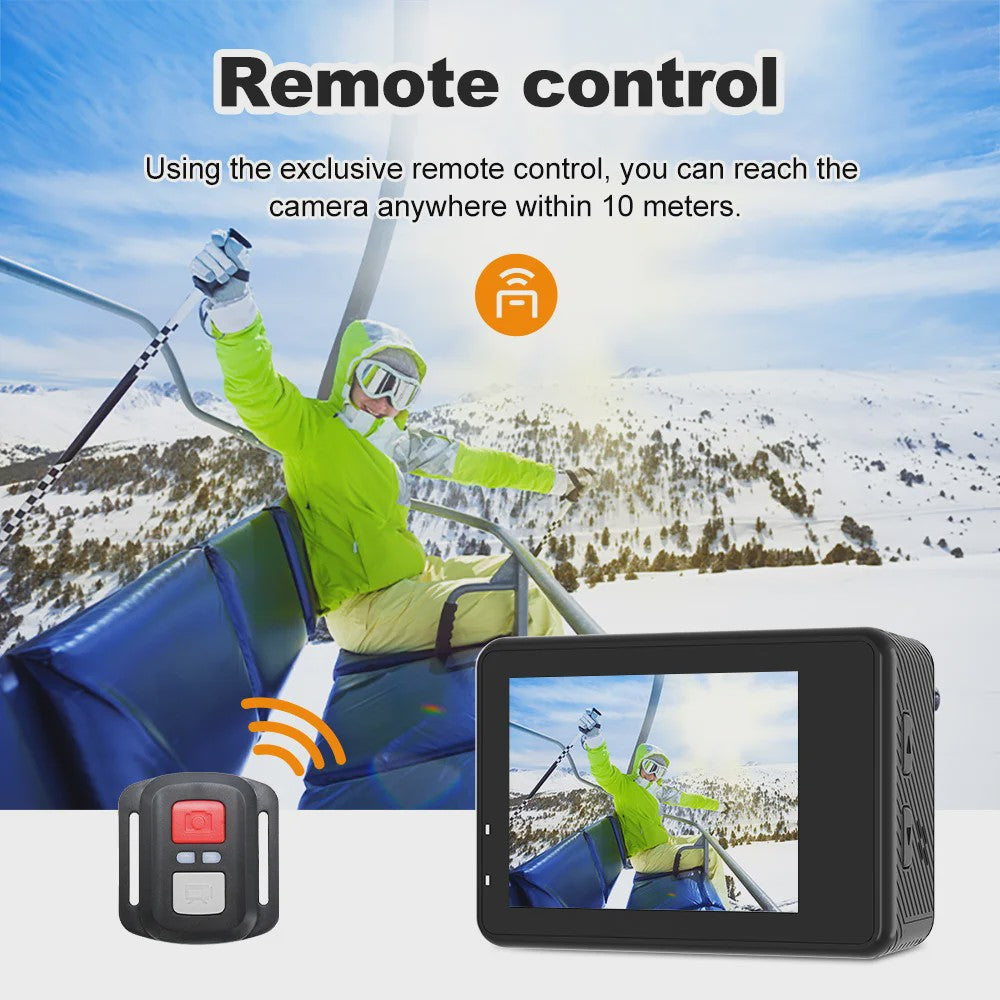 Ourlife 5K Action Camera met 2.0" Touchscreen, WiFi, 170° Groothoek & 30M Waterdicht