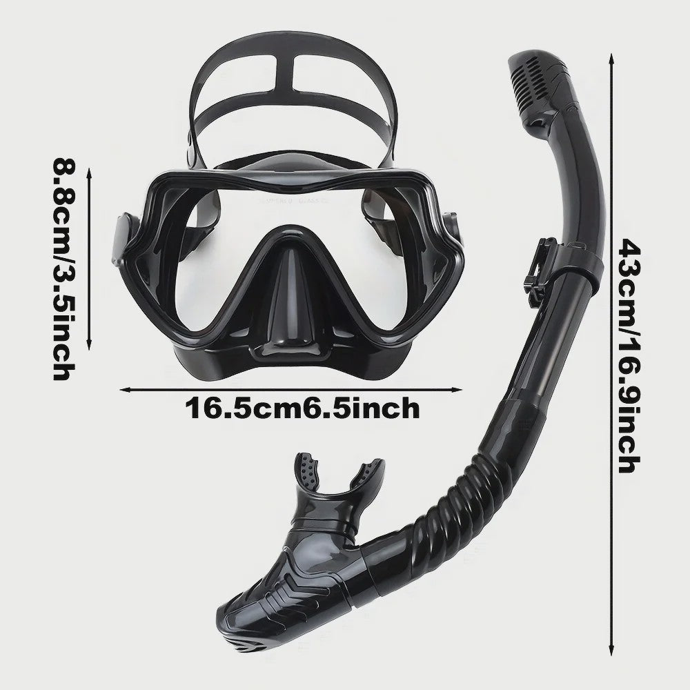 Professionele Duikbril en Snorkel Set voor Volwassenen - Panoramisch Gehard Glas