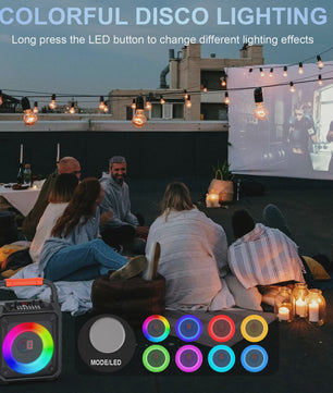 Karaoke Machine met Bluetooth, 2 Microfoons en LED Verlichting - Draagbaar Home Karaoke Systeem