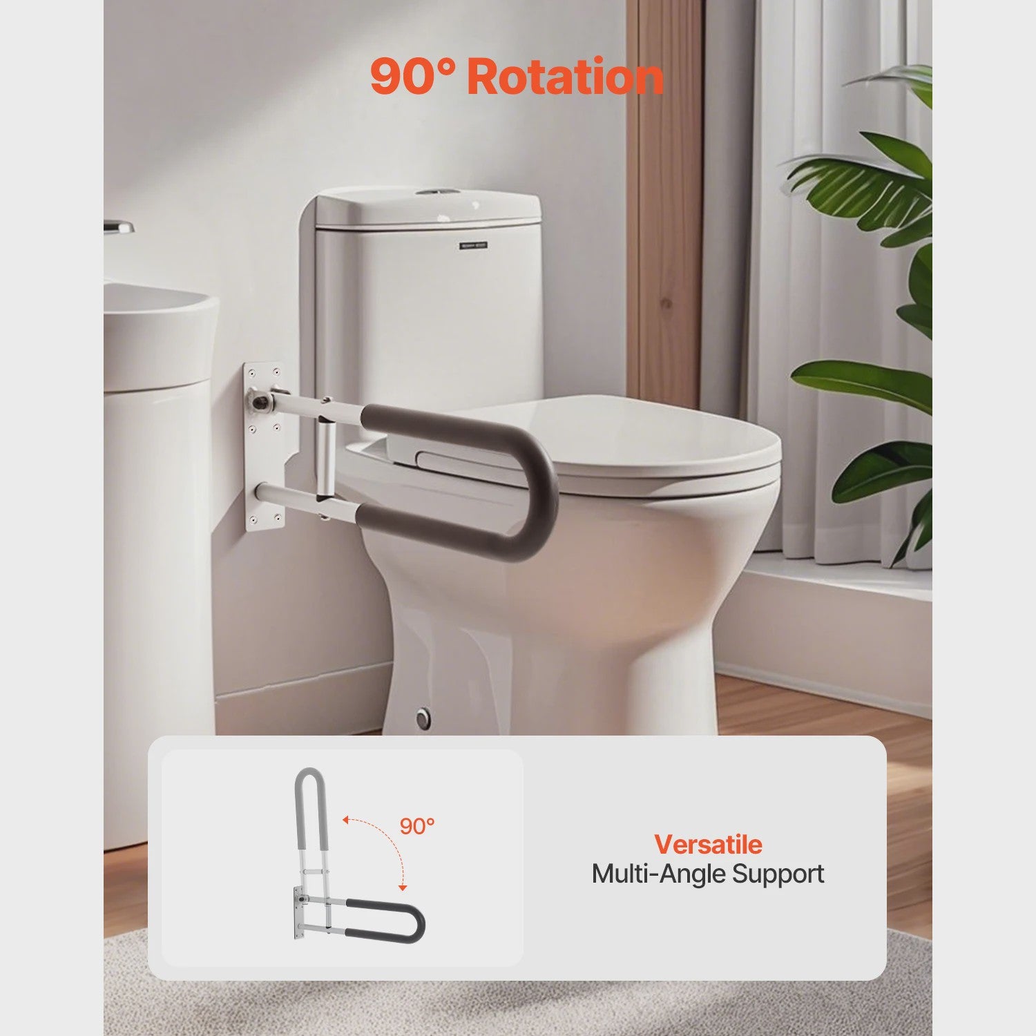 Opklapbare Toilet Veiligheidsbeugel - U-vormig met Anti-slip Handvat & 136 kg Draagkracht