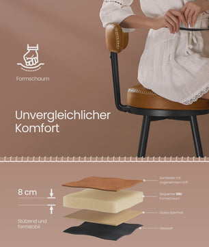 Set van 2 Draaibare Barkrukken met Rugleuning – Keuken & Bar – Kunstleer met Stiksels