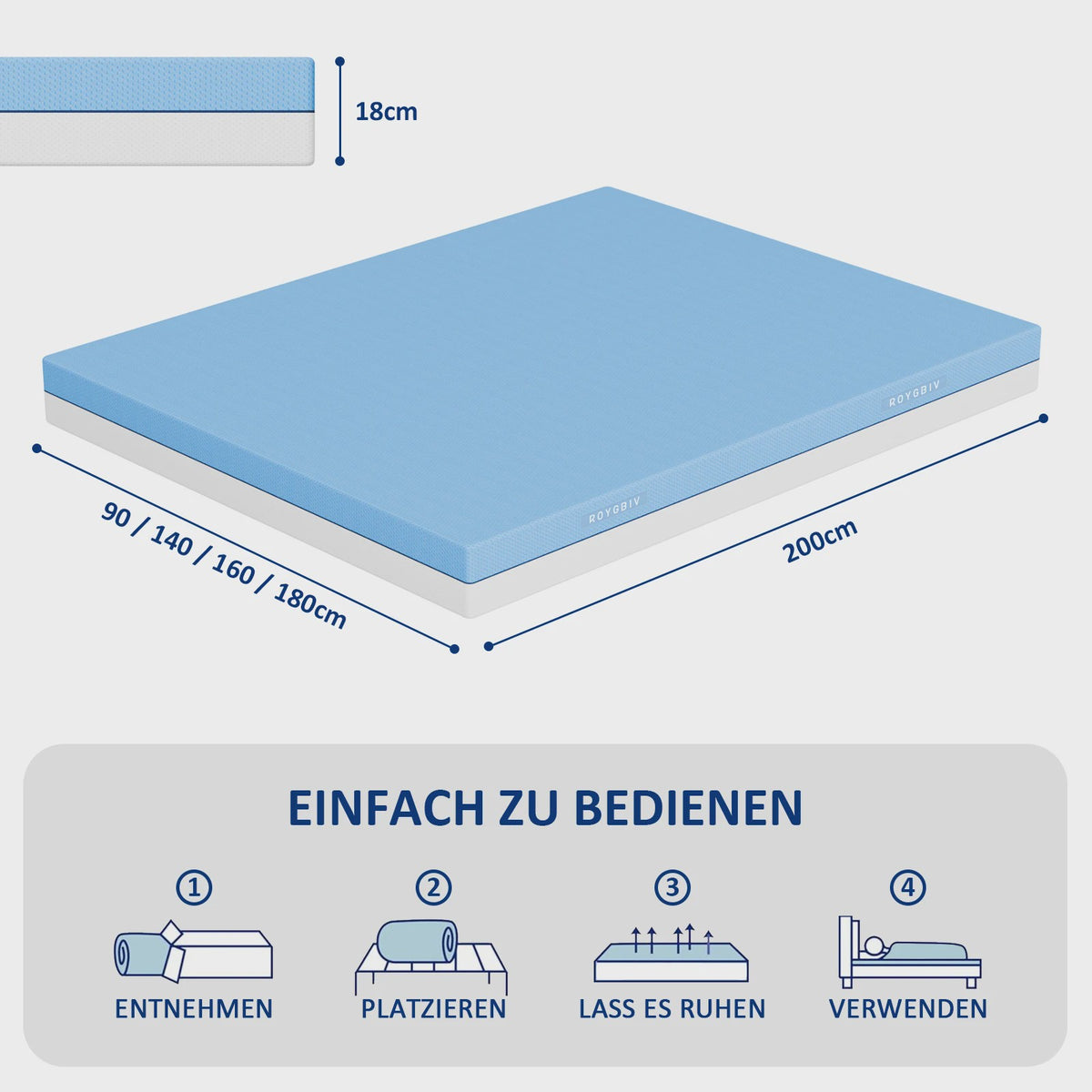 Comfortabele Traagschuim Matras 180x200x18cm - 7-Zone Ondersteuning & Koelende Hoes