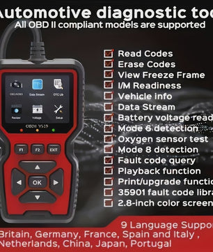 V519 Professionele OBD2 Scanner: Auto Diagnose Tool met Real-time Data & Foutcode Lezen/Wissen