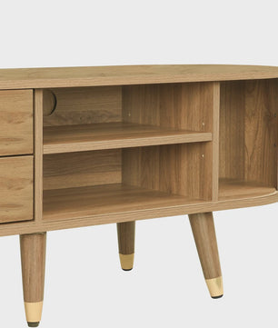 Modern TV Meubel met Rotan Deur en Veel Opbergruimte - Landelijke Stijl
