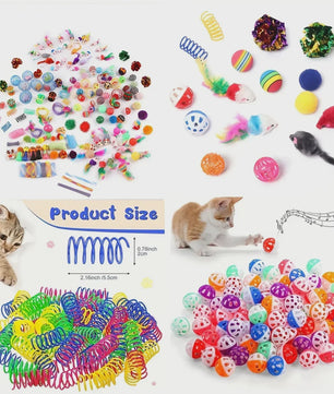 Grote Mix Katten Speelgoed Set (14/28/56 Stuks) - Plastic & Pluche Speeltjes voor Uren Plezier