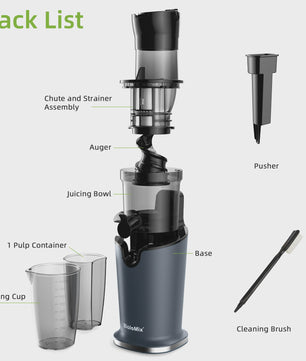 BioloMix Slowjuicer met 78mm Vulopening - Krachtige 200W Motor, Cold Press Sapcentrifuge voor Hele Vruchten
