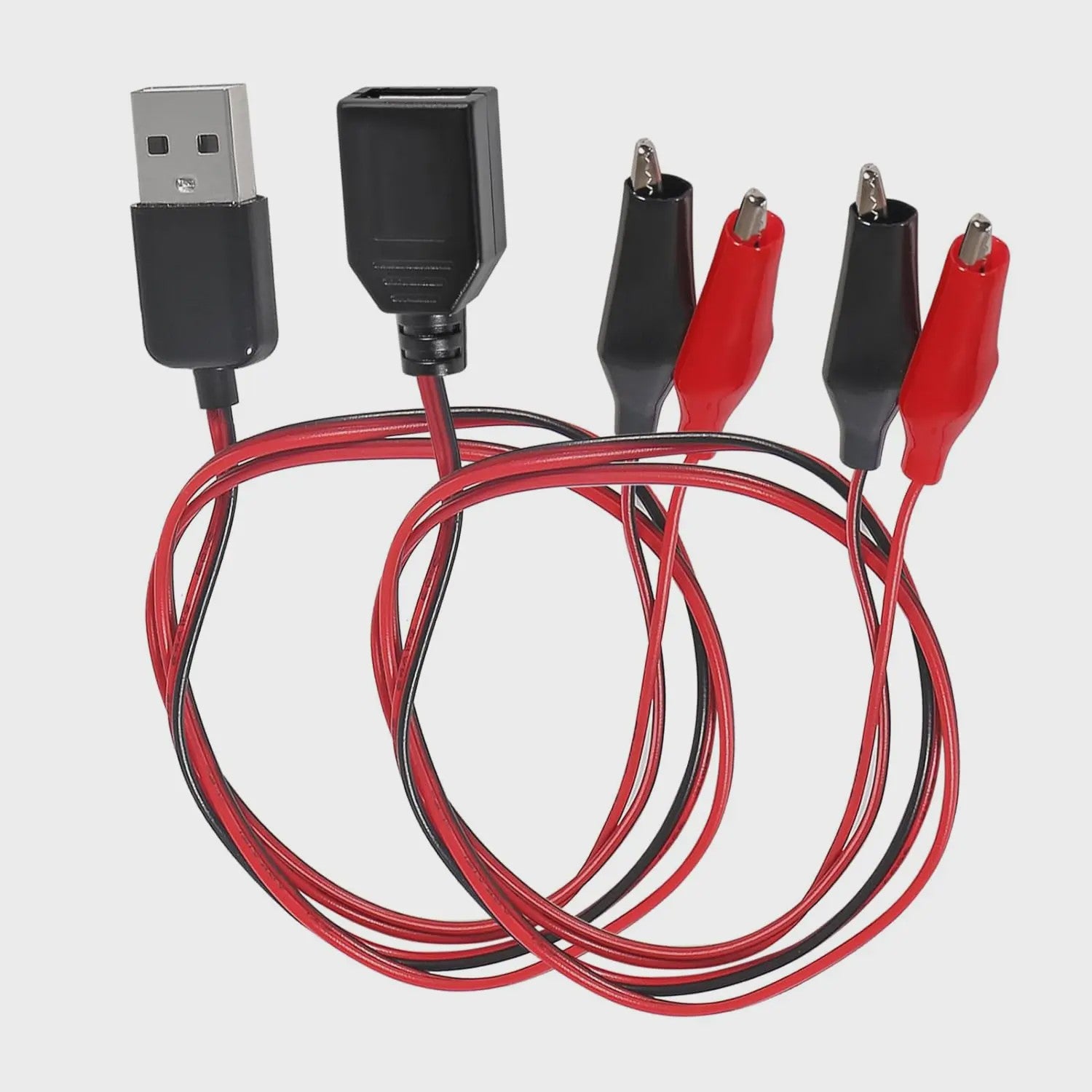 2x USB naar Alligator Klem Kabel Adapter - Male & Female voor Circuit Test