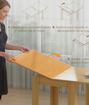 Uitschuifbare Eettafel 70-140 cm - Natuurlijk Houtdesign - Geschikt voor 4-6 Personen