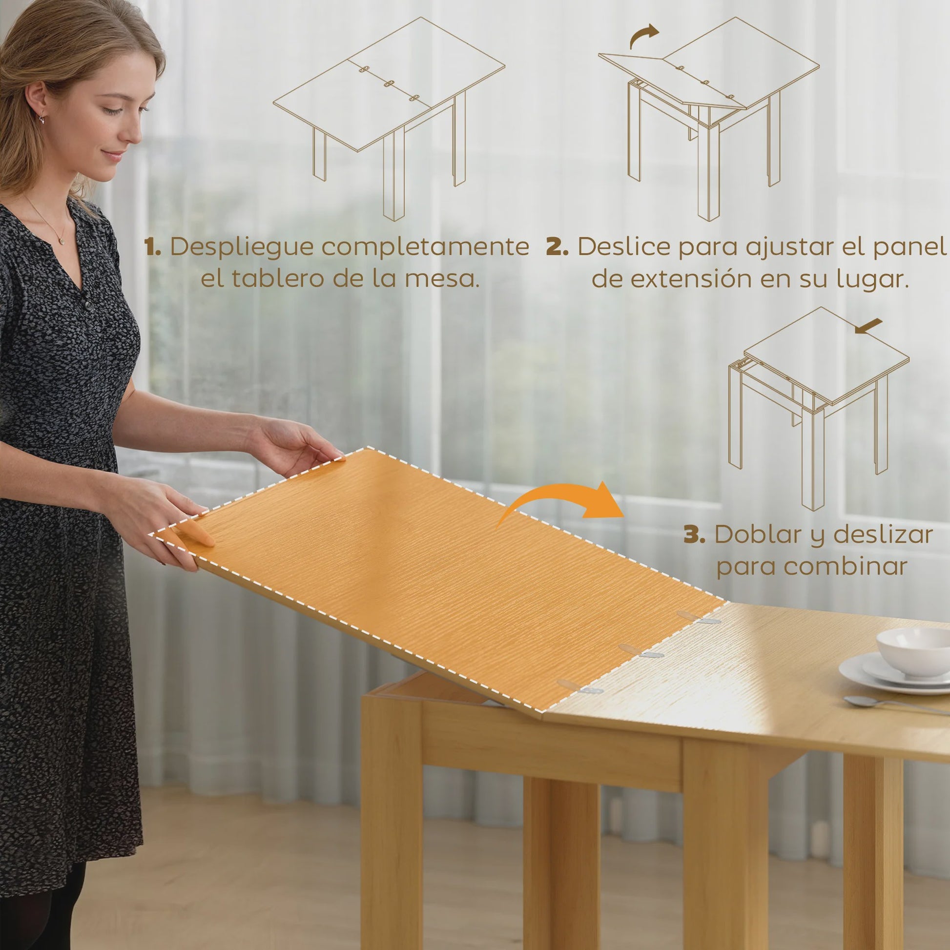 Uitschuifbare Eettafel 70-140 cm - Natuurlijk Houtdesign - Geschikt voor 4-6 Personen