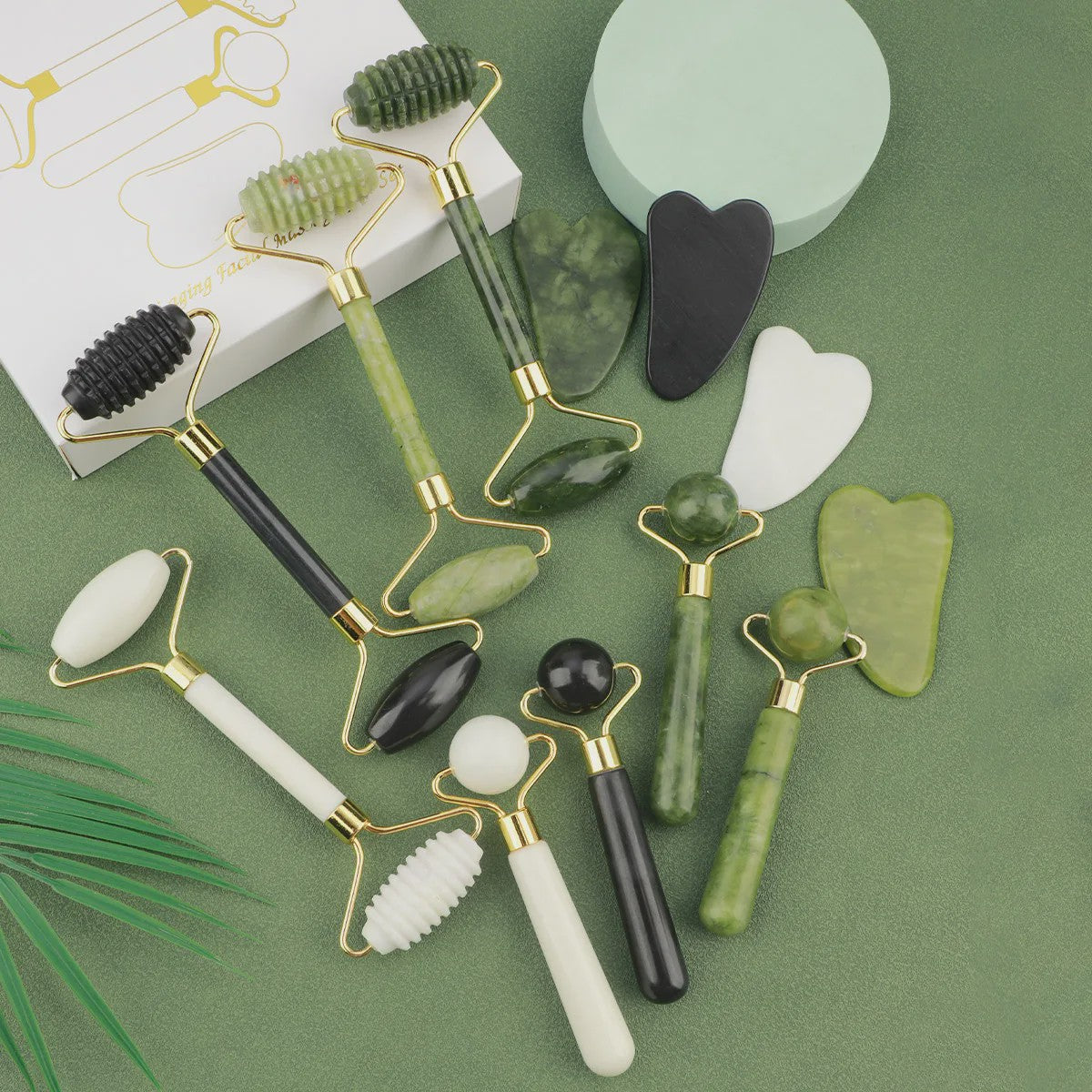 3-in-1 Gezichtsroller & Gua Sha Set - Jade Roller, Oogroller & Gezichtsmassage Tools