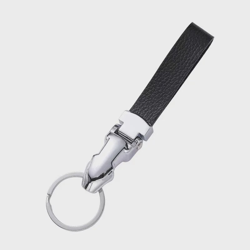 Luxe Luipaardkop Sleutelhanger van Echt Leer & Metaal - Perfect voor Jaguar