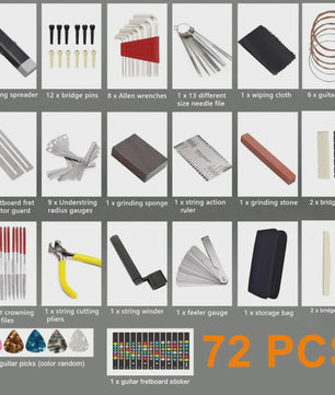 Complete Gitaar Onderhoudskit - 25, 45 of 72 Delig - Inclusief Opbergtas