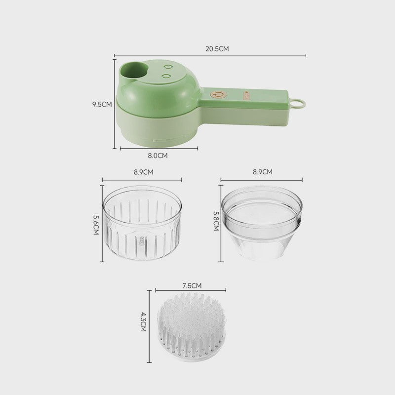 4-in-1 Draadloze Elektrische Keukenmachine: Hakken, Snijden, Persen & Schillen