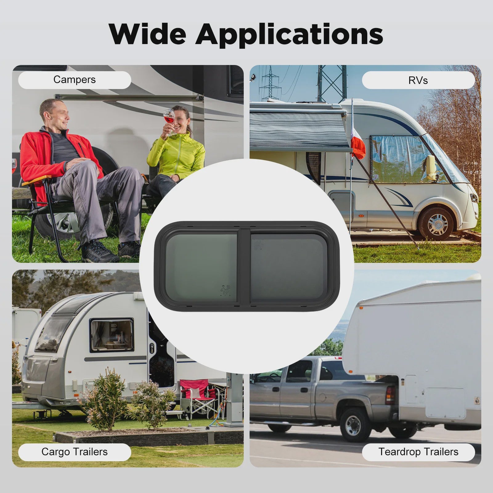 RV Zijraam 700x400mm / 600x300mm - Getint Schuifraam met Hor en Hoge Privacy