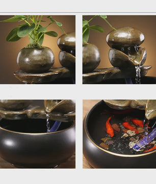 Keramische Fontein voor Katten en Huisdieren - Zen Decoratie met Waterval Effect