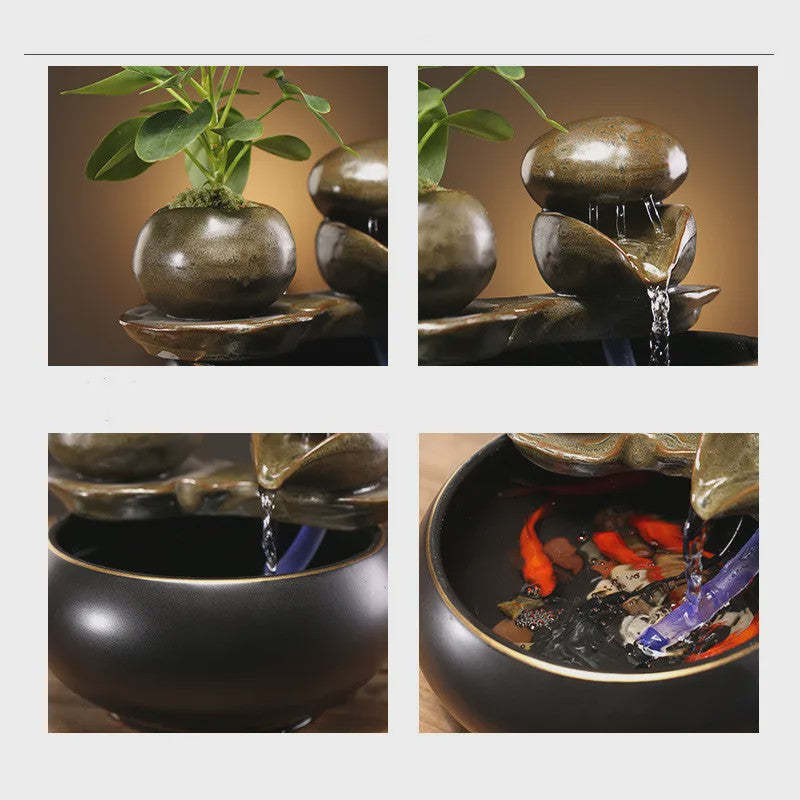 Keramische Fontein voor Katten en Huisdieren - Zen Decoratie met Waterval Effect