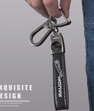 Luxe Lederen Autosleutel Hanger met Jaguar Logo - Decoratief & Duurzaam