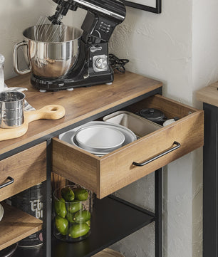 Keuken Eiland Trolley met Lades en Planken - Keukenwagen Sideboard