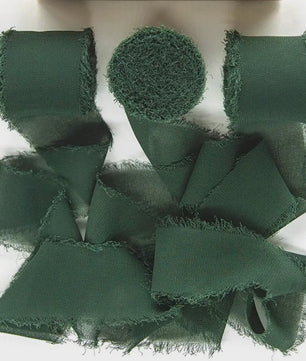 Handgemaakte Satijn Chiffon Lint Set - 3 Rollen van 5m met Rafeleffect voor Bruiloft, Cadeau & DIY Decoratie