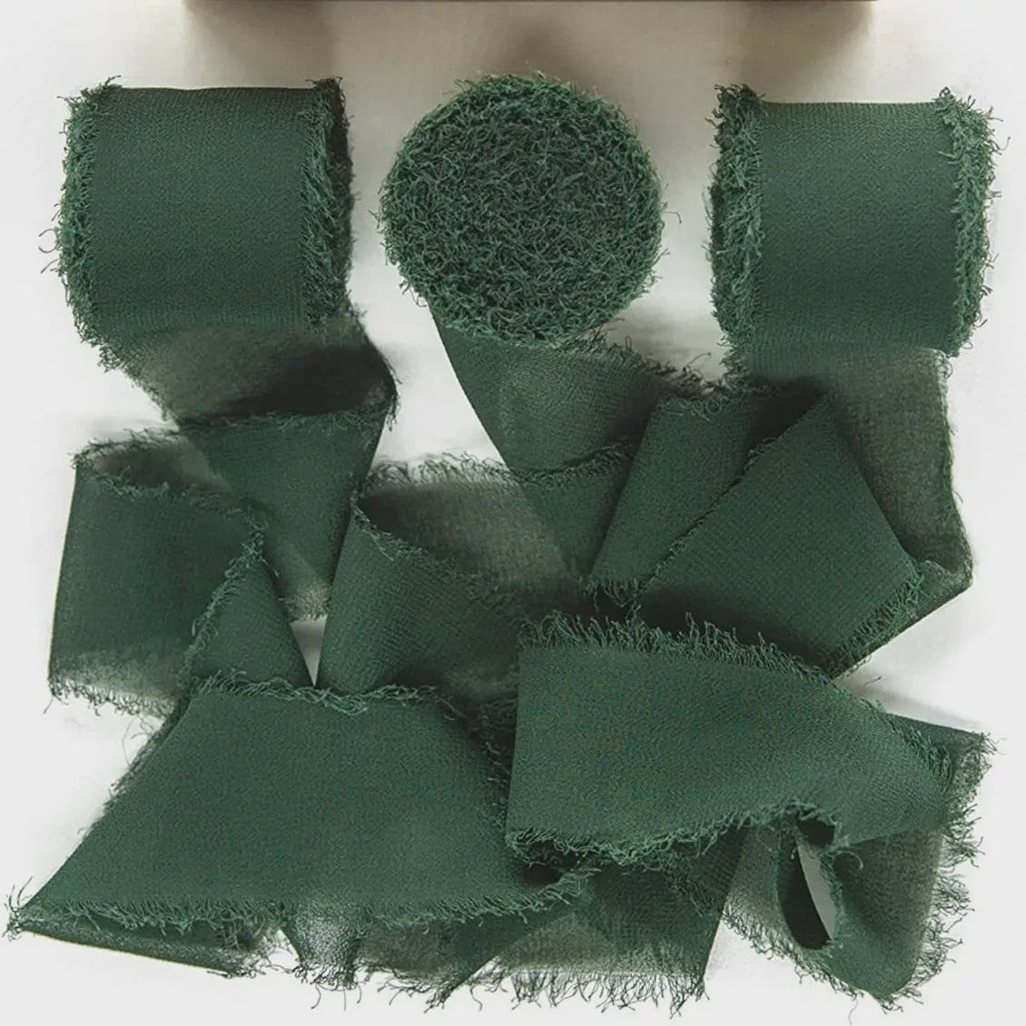 Handgemaakte Satijn Chiffon Lint Set - 3 Rollen van 5m met Rafeleffect voor Bruiloft, Cadeau & DIY Decoratie