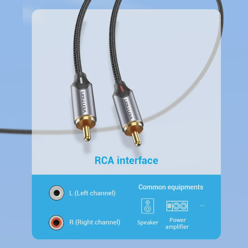 Vention 3.5mm Jack naar 2 RCA Audiokabel - HiFi Stereo AUX Kabel voor Home Theater & Versterkers
