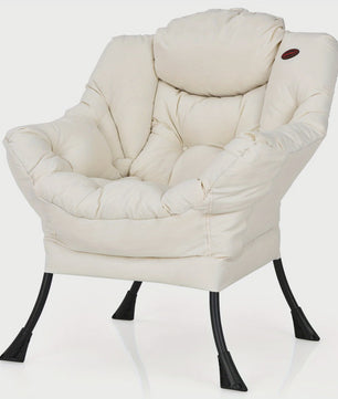 Moderne Beige Fauteuil met Zijvak - Comfortabele Relaxstoel