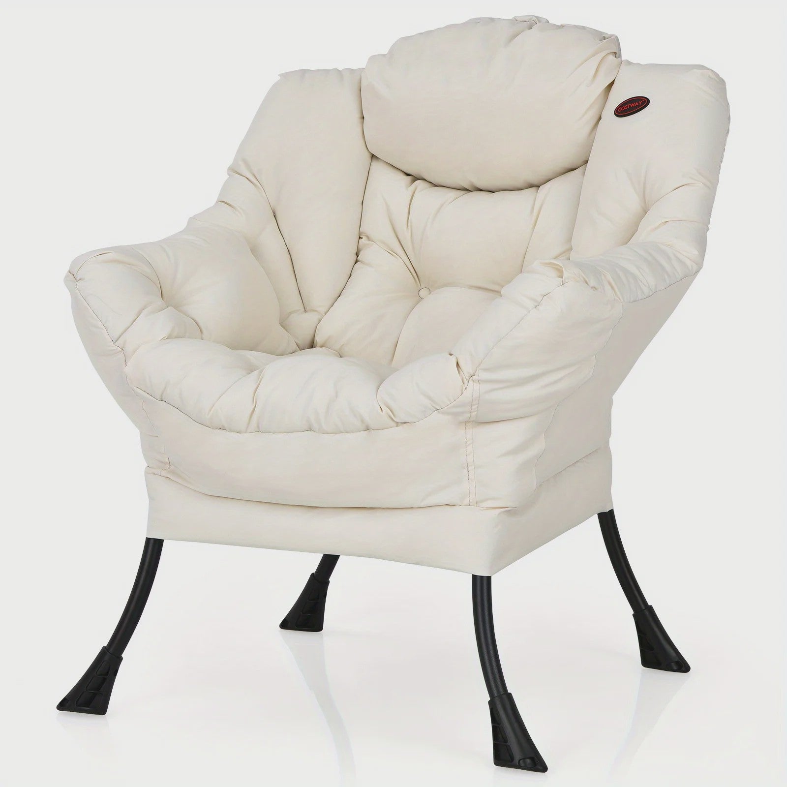 Moderne Beige Fauteuil met Zijvak - Comfortabele Relaxstoel