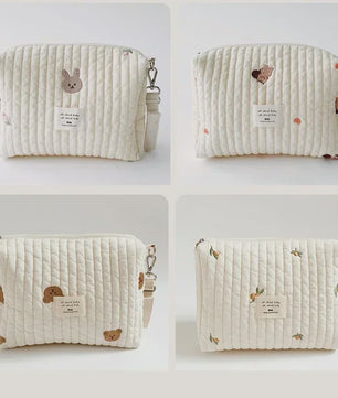 Quilted Luiertas Organizer met Borduring - Baby Verzorgingstas voor Kinderwagen