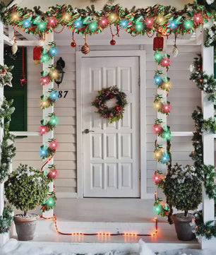 Kerst Slinger met LED Verlichting - Glanzend Metallic Decoratie voor Kerstboom & Huis