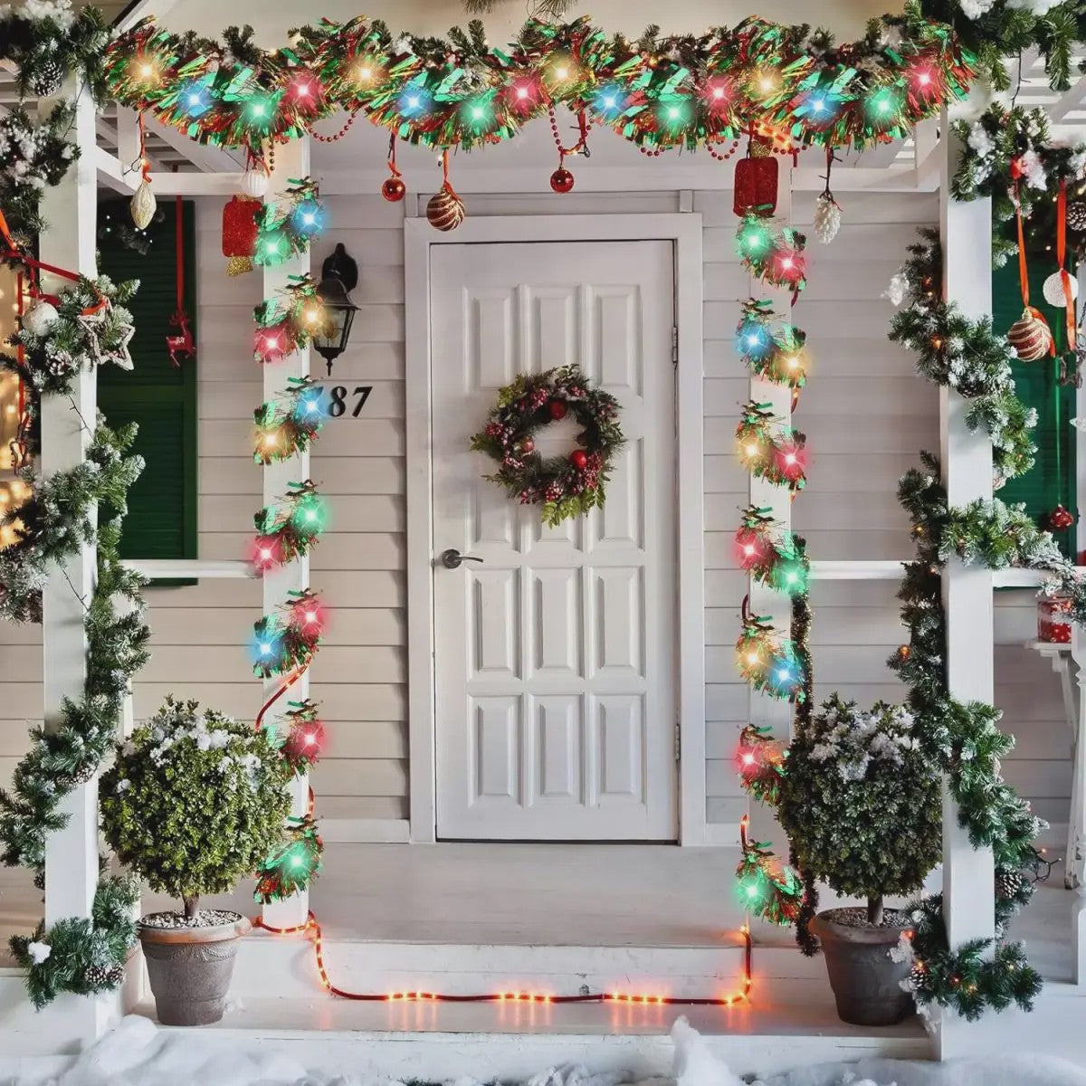 Kerst Slinger met LED Verlichting - Glanzend Metallic Decoratie voor Kerstboom & Huis