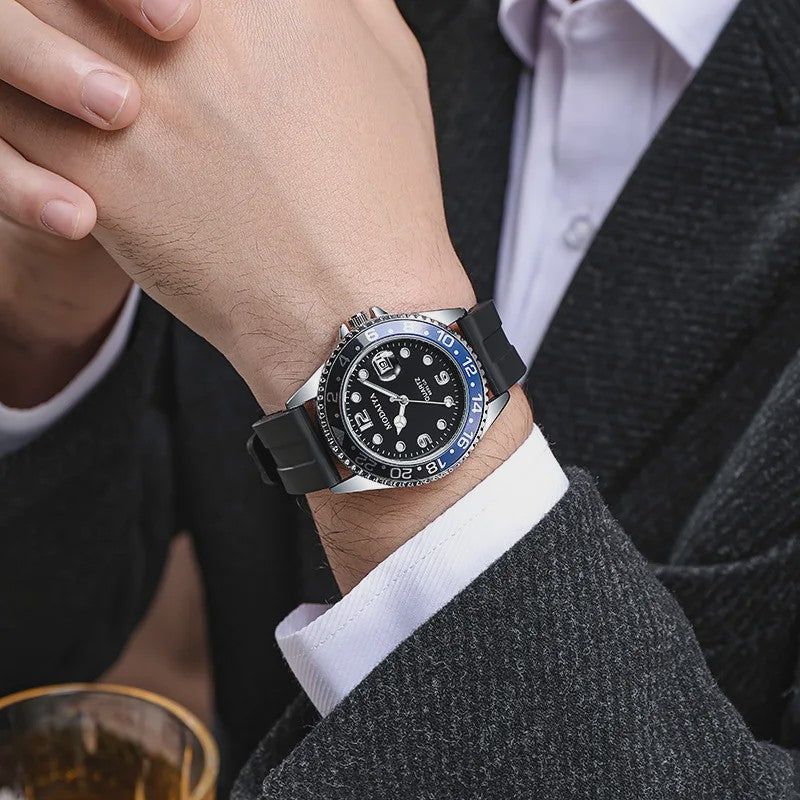 Luxe Herenhorloge met Datum - Stijlvol & Sportief Quartz Polshorloge van Roestvrij Staal
