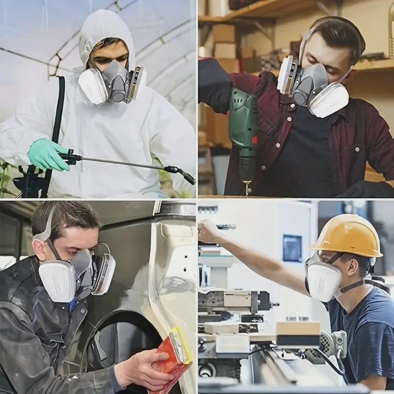Professioneel Half-Face Stof- en Gasmasker met Verwisselbare Filters voor Schilderen en Spuiten