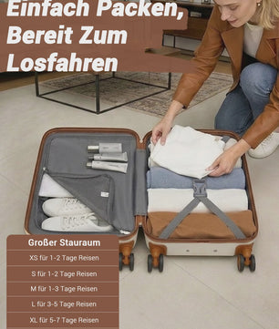 KONO 4-delige Koffer Set - 55 cm Handbagage Koffer, Reis- en Make-up Tas