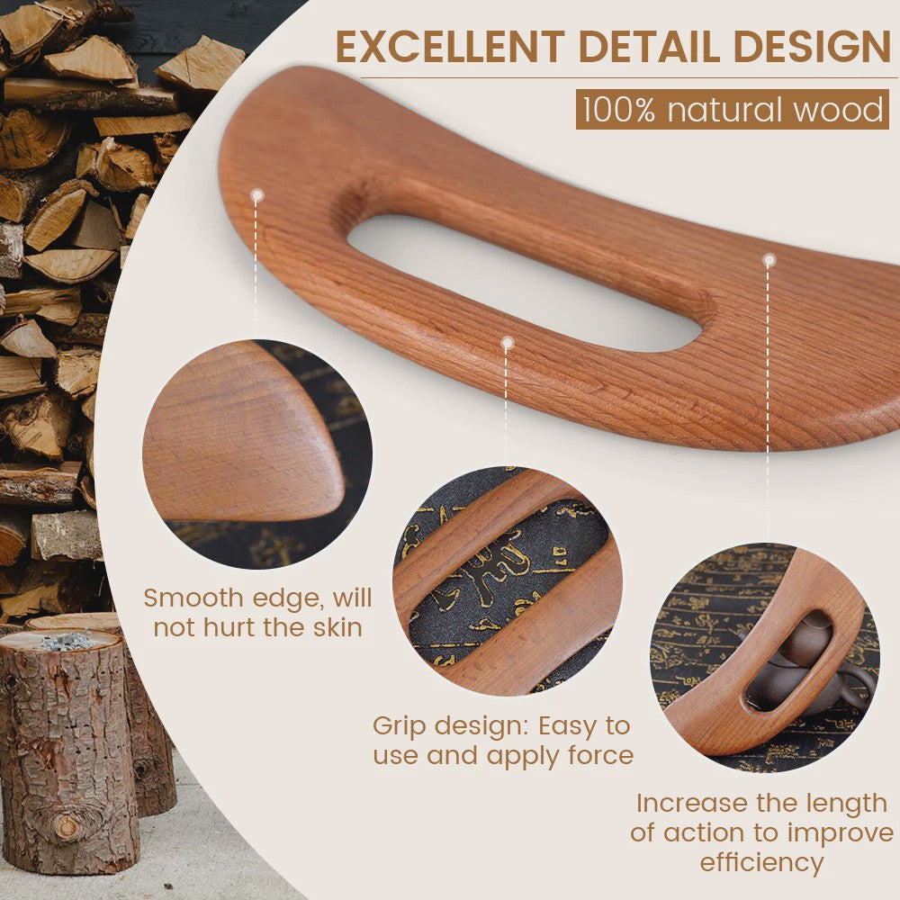 Houten Guasha Board & Lymfedrainage Massager - Ontspanning en Herstel