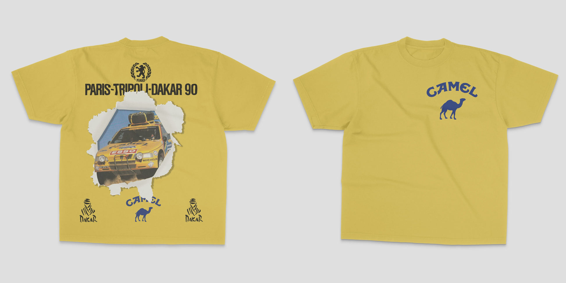 Retro Camel Paris-Dakar 1990 Race T-Shirt - JDM Streetwear Katoen