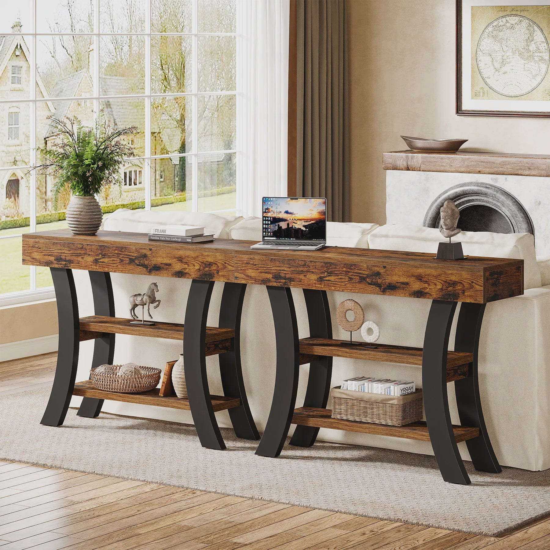 Rustieke Console Tafel met 3 Niveaus - Entree, Hal of Woonkamer