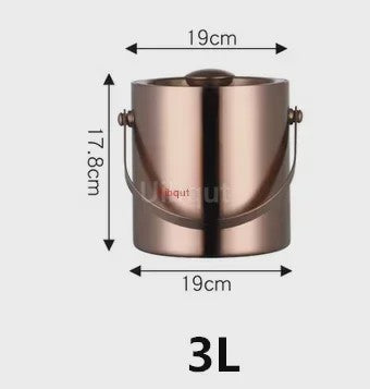 Dubbelwandige RVS IJsemmer met Deksel - 2L/3L - Draagbaar & Geïsoleerd