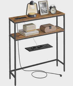 VASAGLE Console Tafel met 2 Planken & Laadstation - 80x20x80 cm - Hal & Woonkamer