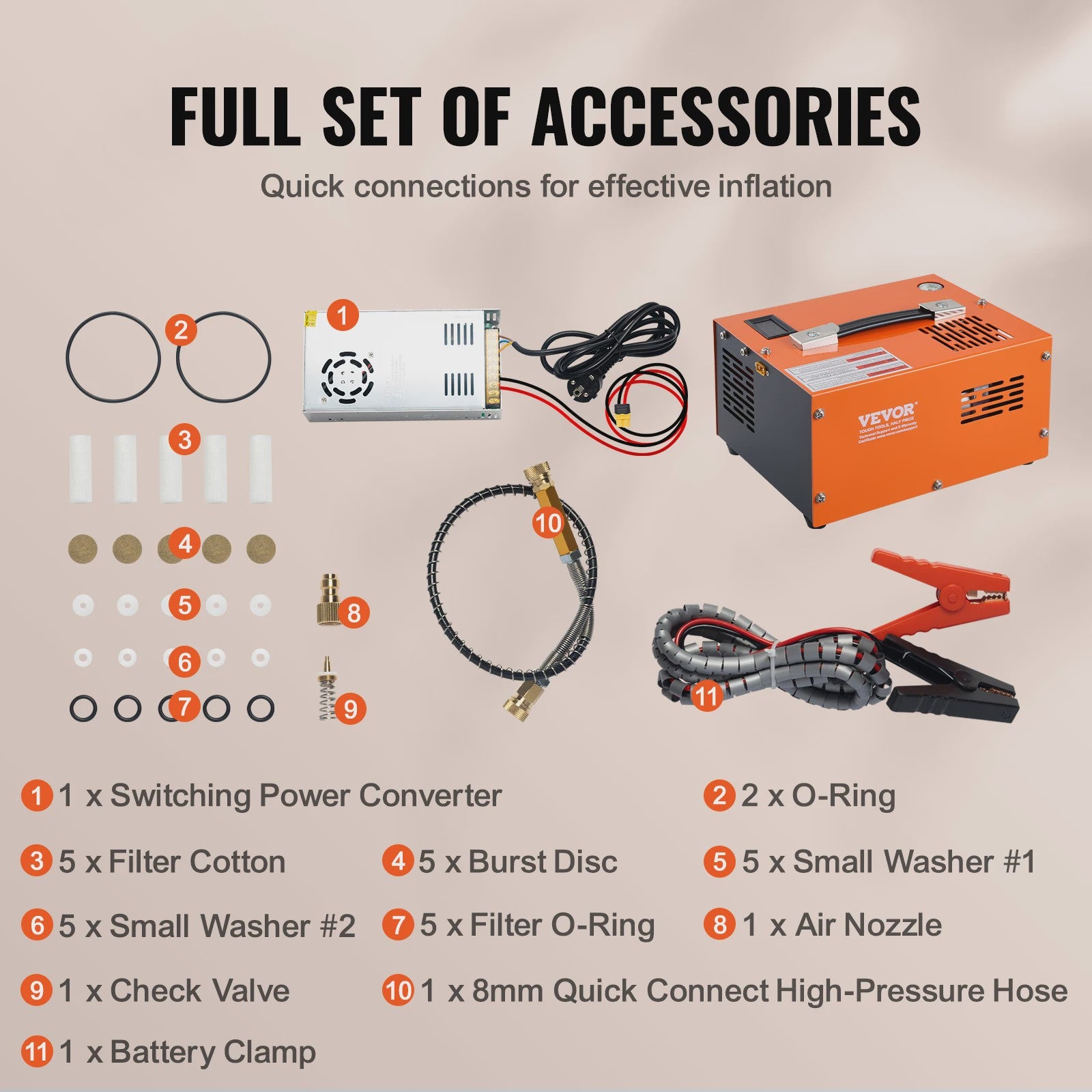 Draagbare PCP Air Compressor 4500PSI/30Mpa met Externe Converter
