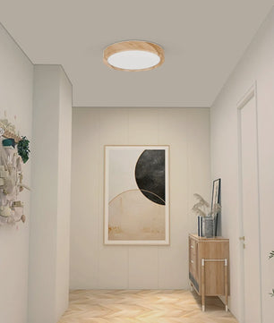 Ronde LED Plafondlamp met Houtnerf - 3 Kleuren Licht