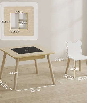 AIYAPLAY Kinder Speeltafel met 2 Stoelen - Opbergruimte & Omkeerbaar Blad