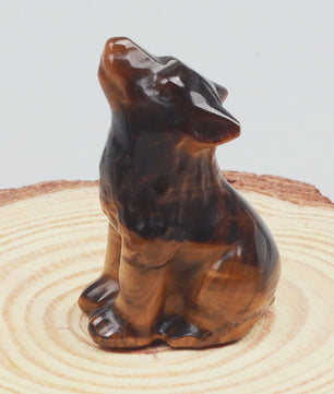Kristallen Wolf Beeldje - Natuursteen Energie Steen Decoratie