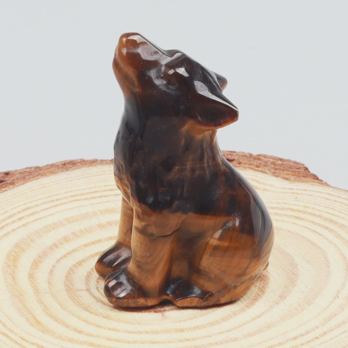 Kristallen Wolf Beeldje - Natuursteen Energie Steen Decoratie