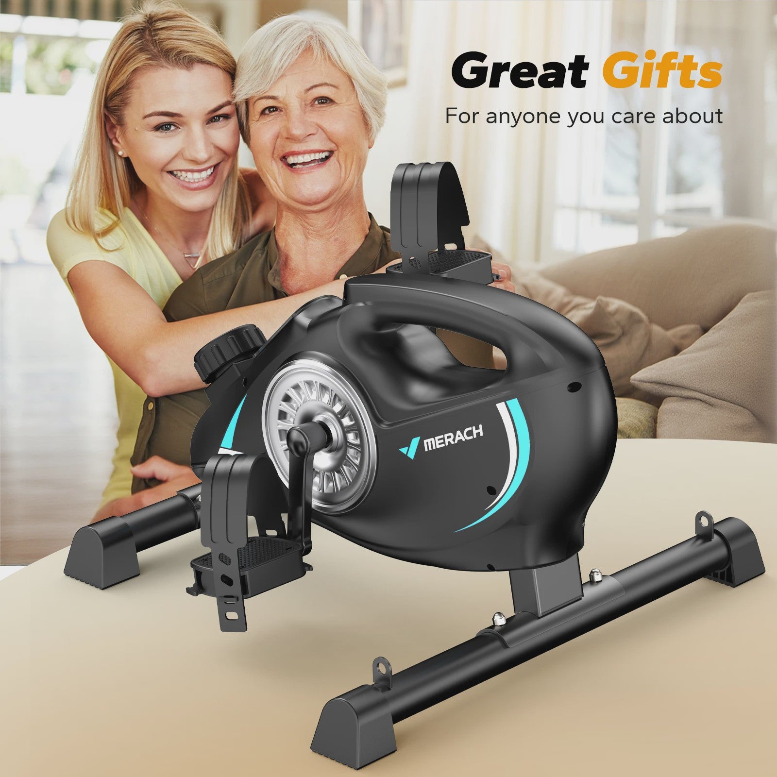 MERACH Mini Hometrainer Fiets - Stille Onder Desk Bike met App voor Arm & Been Training
