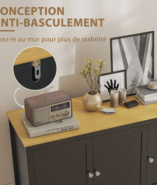 Zwarte Buffetkast met 3 Deuren en Verstelbare Legplanken - 120x40x70 cm