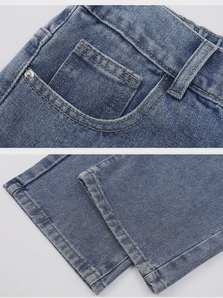 Klassieke Heren Jeans met Wijde Pijpen - Casual Denim Broek in Lichtblauw, Grijs & Zwart
