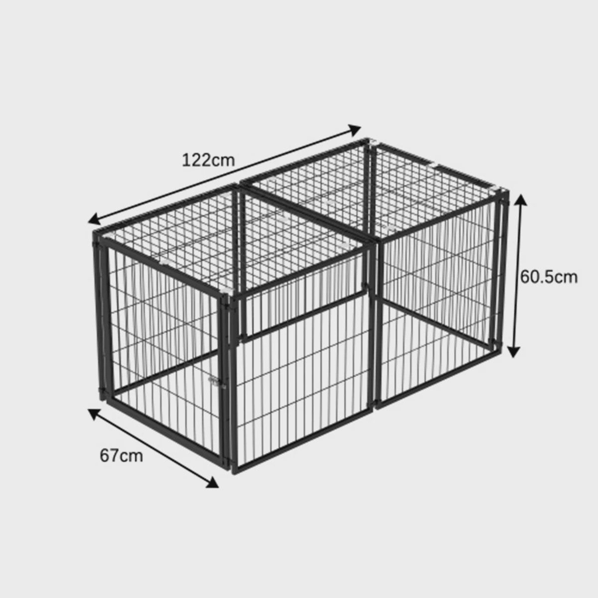 Modulaire Hondenkennel 120x60x60cm - Zwart Metaal met PVC Coating & Veilige Deur