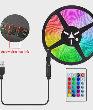 5M RGB LED Strip met USB & Afstandsbediening - Sfeervolle Verlichting voor TV, Gamekamer & Feestjes